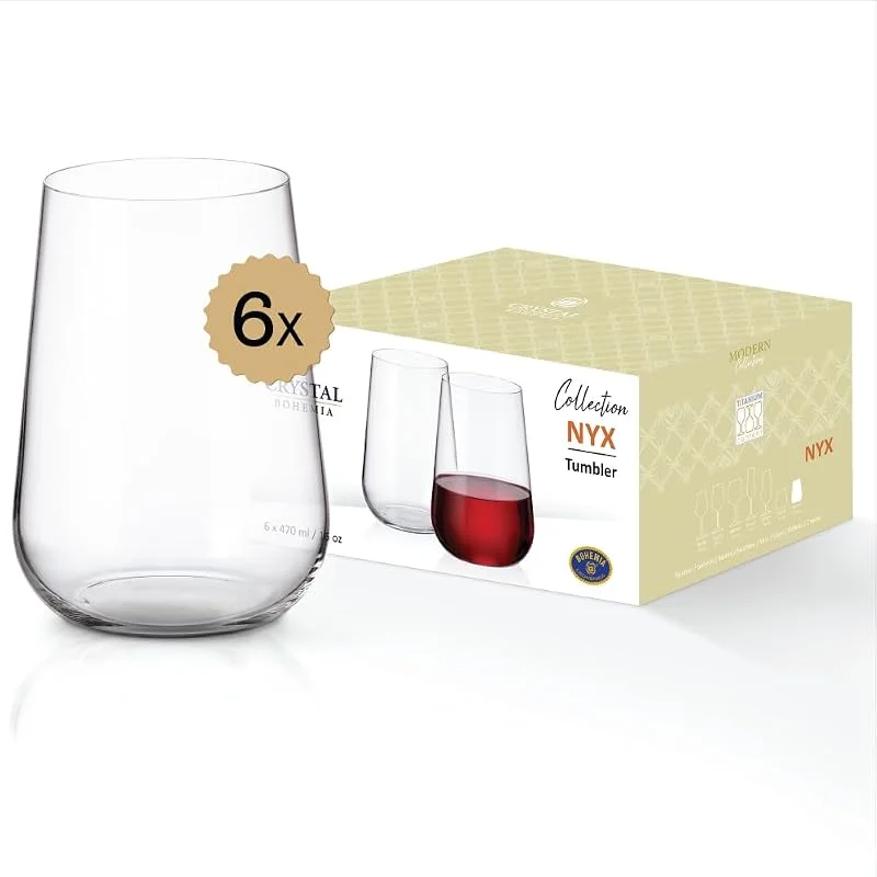 Besuche den CRYSTAL BOHEMIA-Store Crystal Bohemia Cocktailgläser - 6er Set, je 470 ml, spülmaschinenfest & robust - Vielseitige Tumbler aus Kristallglas für Cocktails, Longdrinks, Whisky & Wasser - Ideal für Bar, Alltag & als Geschenk — Wein und Festtafel