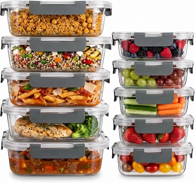Besuche den uandu-Store uandu Glasbehälter mit Deckel 20-teilig – Meal Prep Boxen Glas — Wein und Festtafel