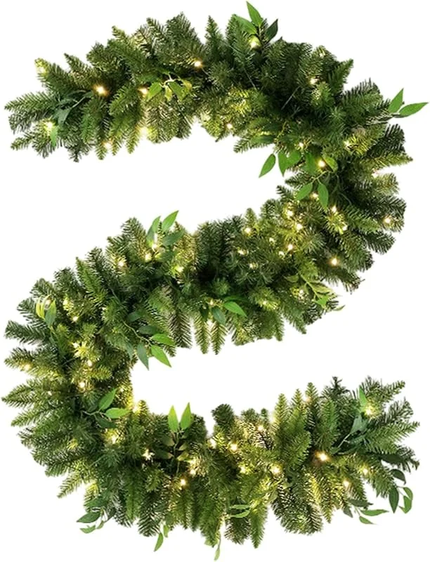 Marke: Generic Lichterkette, Weihnachtslichterkette, Tannengirlande künstliche beleuchtete Dekorationen, Wintergrün Girlande Weihnachtskiefergirlande Festlich für und Garten — Weihnachtsdeko