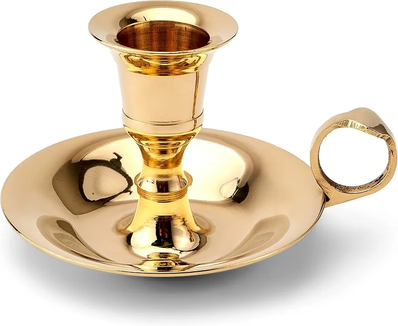 Besuche den NKlaus-Store NKlaus Kerzenständer aus Messing Gold mit Tragering, 9, 5 cm — Kerzenlicht Abendessen