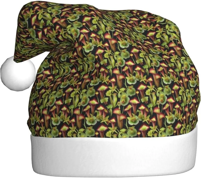 Marke: Tamiger Weihnachtsmützen mit fleischfressenden Pflanzendruck — Weihnachtsmode