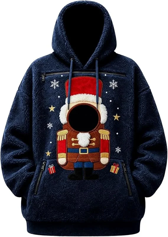 Marke: Yowablo Damen Fleece Hoodie Nussknacker Weihnachtspullover Reißverschluss — Weihnachtsmode