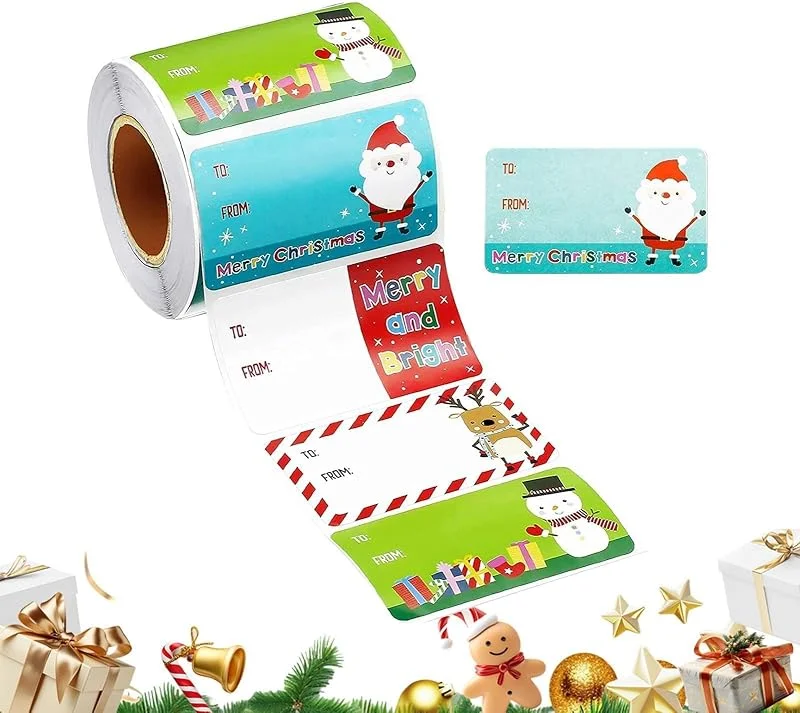 Marke: Genérico Weihnachtsaufkleber, 500 Stück, dekorative Etiketten auf Rolle — Geschenkverpackung