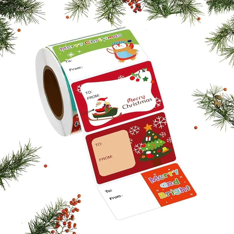 Marke: Fravsiu Weihnachtsetiketten 500 Stück Cartoon Feiertags-Geschenkverpackung