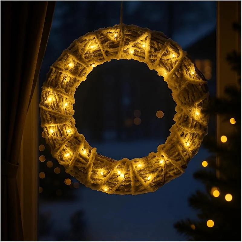 Besuche den com-four-Store com-four® Künstlicher LED Weihnachtskranz beschneit, winterlicher Türkranz — Weihnachtsdeko