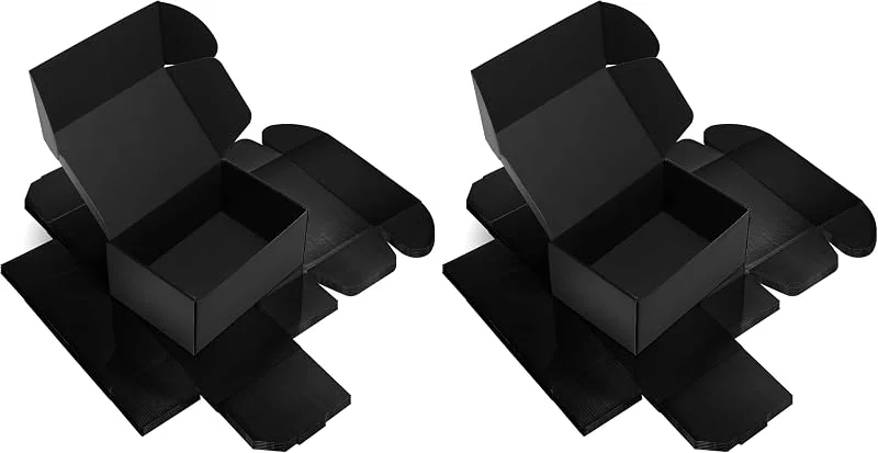 Besuche den RLAVBL-Store RLAVBL 6 Stück Doppelseitig Schwarze Versandkartons, Maße: 22, 9 x 15, 3 x 10, 2 cm, einfach zu montieren, Ideal für Kleine Unternehmen (Packung mit 2) — Geschenkverpackung