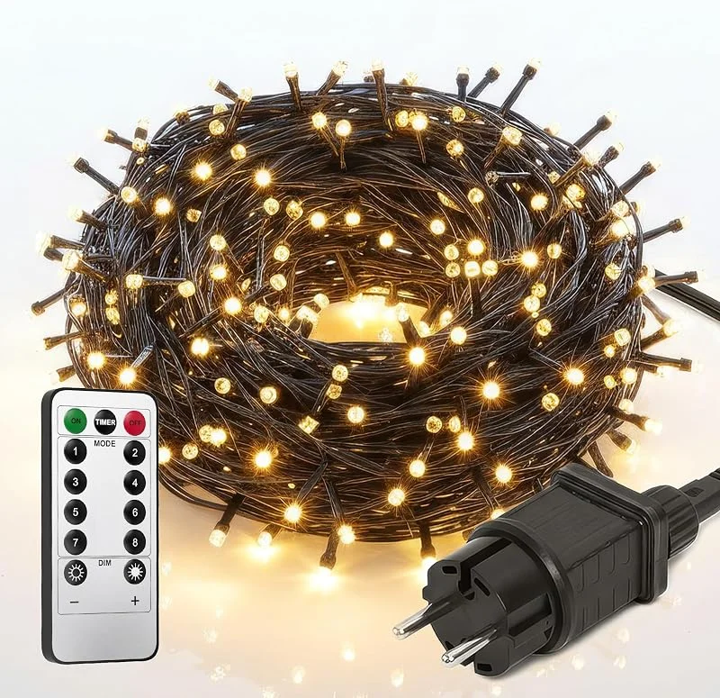 Besuche den Menz-Store Menz Lichterkette Außen, Lichterkette Weihnachtsbaum 25 m 220er LED, Tannenbaum Lichterkette IP44 mit Timer & Memory und 8 Blinkmodi – Für Außen & Innen, langlebige Qualität — Weihnachtsbeleuchtung