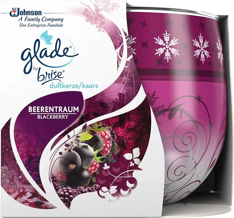 Besuche den Glade-Store Glade (Brise) Duftkerze bis zu 30 Stunden Brenndauer, Duftkerze im Glas, Beerentraum, 1er Pack (1 x 120 g) — Kerzenlicht Abendessen