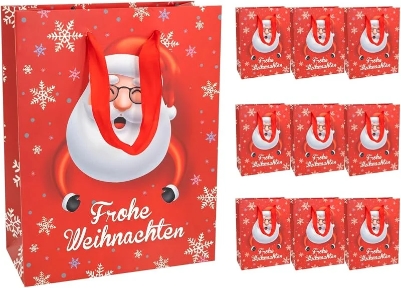 Besuche den Idena-Store Idena 30368-10 - Geschenktüten Santa, 10 Stück, 18 x 23 x 8 cm, Papiertüten, Geschenktaschen, Weihnachtstüten — Geschenkverpackung
