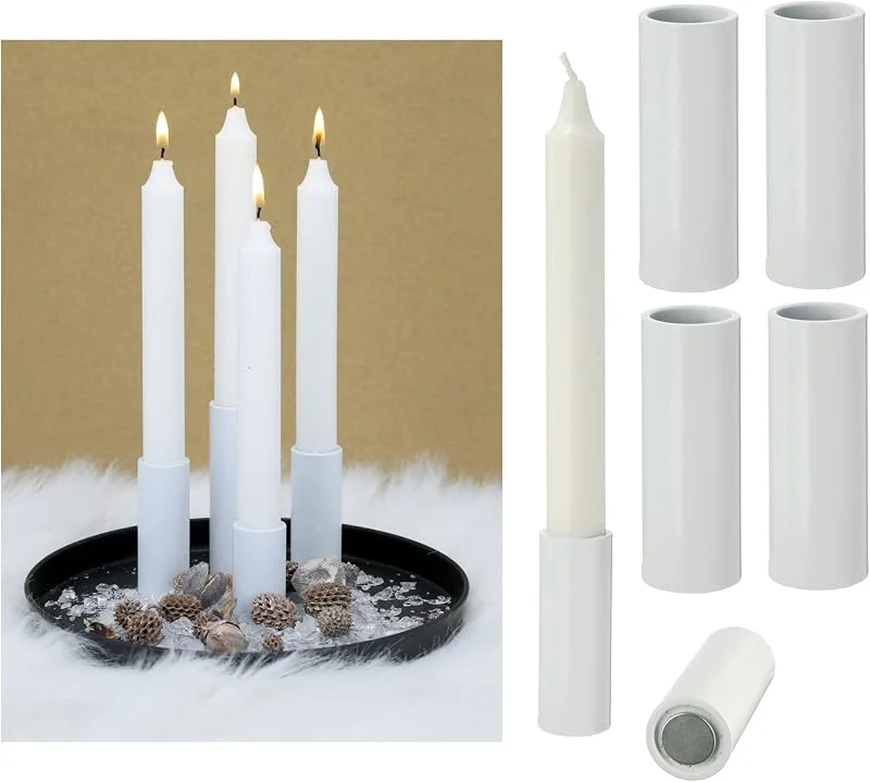 Besuche den Novaliv-Store Novaliv 4X Kerzenständer magnetisch 2, 8x7, 5cm Weiss Kerzenpick weihnachtliche Tischdekoration Adventskranz Candle Holder Wohnzimmerdekoration Kerzenhalter Stabkerzen Magnet Tafelkerzen — Kerzenlicht Abendessen