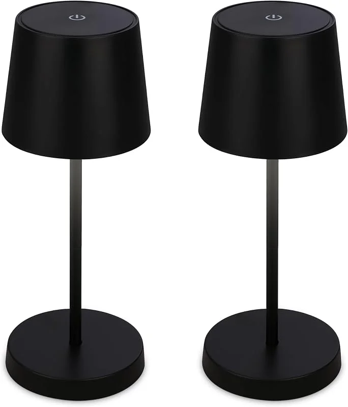 Besuche den BRILONER-Store BRILONER - 2er-Set LED Tischlampen kabellos mit Touch, dimmbar in Stufen, Nachttischlampe, Leselampe, Campinglampe, Tischleuchte, Akku Lampe, Outdoor, 10, 5x26 cm, Schwarz — Kerzenlicht Abendessen