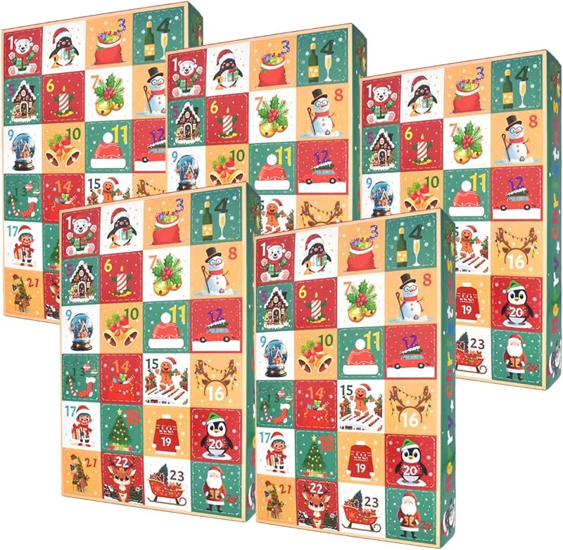 Marke: HoveeLuty 5 Stück leere Adventskalender zum Befüllen, 24-Tage-Countdown, DIY leere Adventskalenderboxen für Weihnachten, Feiertagsdekoration, DIY-Kalenderboxen zum Befüllen, befüllbar — Advent und Tisch