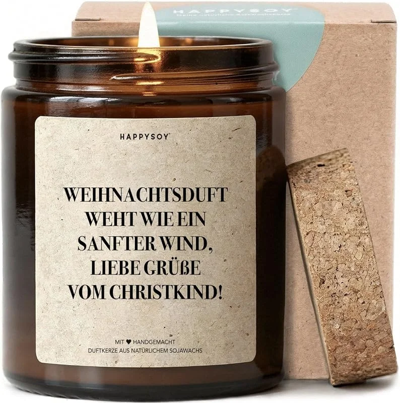 Besuche den Happysoy-Store Geschenk Weihnachten Duftkerze im Glas aus Soja - handgemacht, plastikfrei - nachhaltige Geschenkidee für Frauen, für Männer - Weihnachts-dekoidee - für Freundin Eltern Mama Papa Weihnachtsduft — Kerzenlicht Abendessen