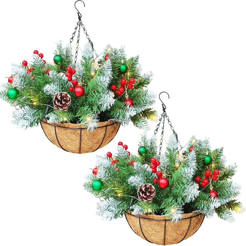 Marke: Orgrimmar Orgrimmar Weihnachts-Hängekorb mit LED-Lichterkette, 30, 5 cm — Weihnachtsbeleuchtung