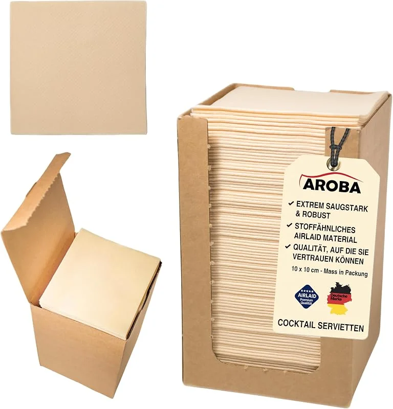 Besuche den AROBA-Store 100 Aroba Airlaid Cocktail Servietten Stoffähnlich Dessert Serviette 20x20 cm 1, 4 Falz Hochwertig, 21 Farben, Hochzeit Geburtstag Bar Caffee Disco Hotel Catering Party Beige — Advent und Tisch