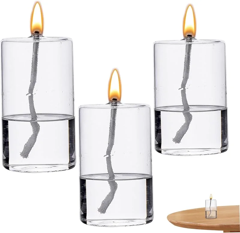 Marke: Obelunrp Öllampen Innenräume, 3pcs klares Glas, fillbar dekorative Ölkerze, geruchsfreie Öllampen für Esstisch Hochzeit Herzstück — Kerzenlicht Abendessen