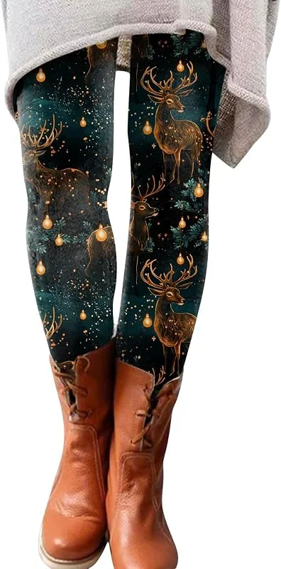Marke: Générique Damen-Leggings, Weihnachtshose, bedruckt, Hip, hohe elastische Hose, dick, schöne Hip-Hose, Yoga, Eng, Sport, Jogging, Leggings, lang, Sport, Yogahose, Kleidung, Sportbekleidung, 36-braun, Large — Weihnachtsmode
