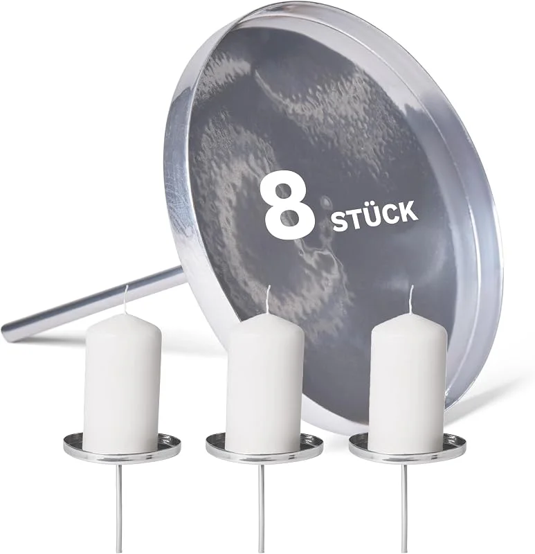 Besuche den Novaliv-Store Novaliv 8X Kerzentülle ohne Dorn 9cm Silber Kerzenteller zur Dekoration Adventskranzdekor Stecken Adventskerzenhalter Kerzenhalter Metall rund Kerzenpick Weihnachtsdekoration Kerzenständer — Kerzenlicht Abendessen