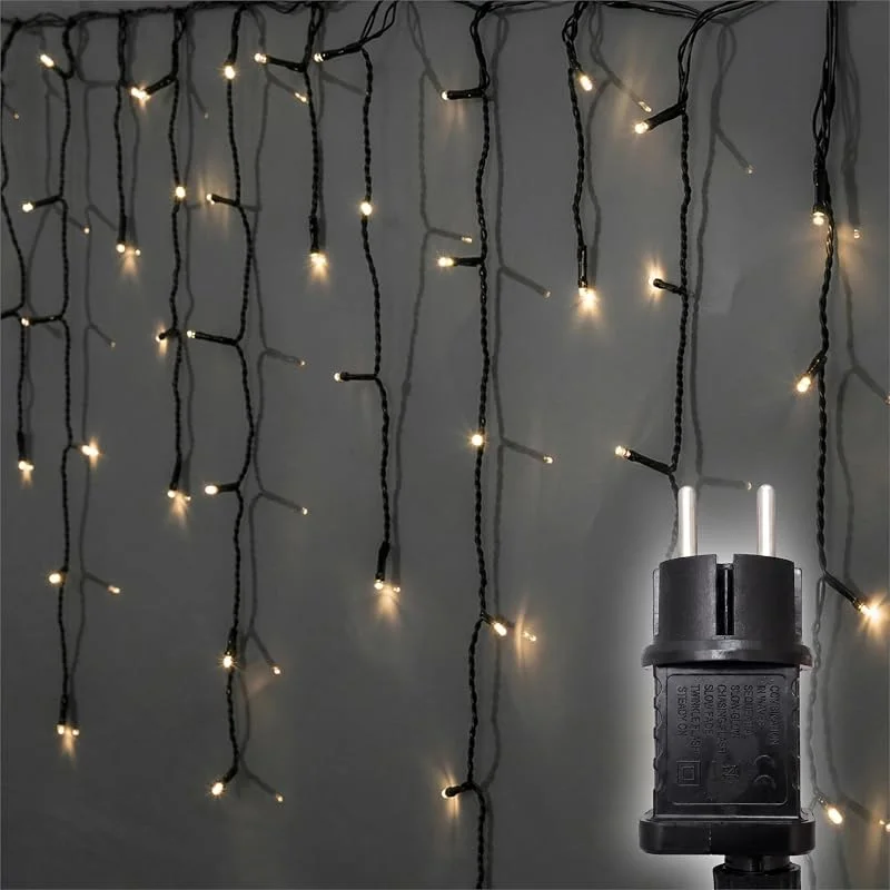 Marke: LEDs24.com Lichtervorhang außen 11, 9 m 480 LEDs Wellenform warmweiß Strom — Weihnachtsbeleuchtung