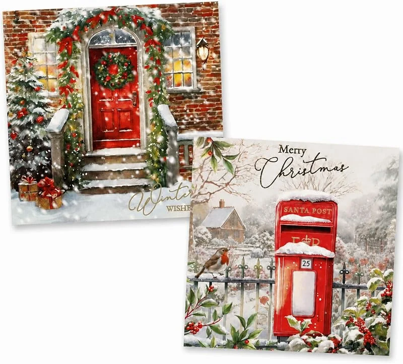 Marke: evelay evelay Weihnachtskarten Box 12er Set 14 x 14 cm (Tür & Briefkasten) — Geschenkverpackung
