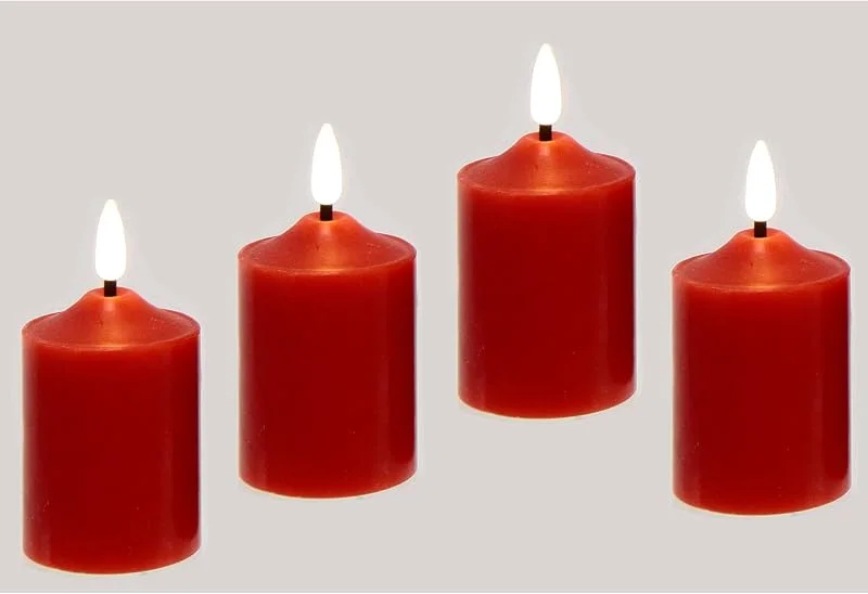 Besuche den Flair Flower-Store LED Kerzen Echtwachs 4er Set elektrische Kerze LED-Kerze Warmweiß Stimmungslicht Lichter Dekoration Stumpenkerze große Adventskerzen Adventskranz Kranz romantisch Valentinstag, 7, 5cm — Advent und Tisch