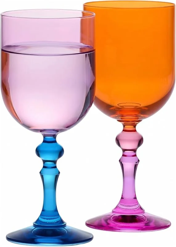 Besuche den Krosno-Store Krosno Weingläser Rosa-Orange, 2er Set, 300 ml, Kollektion Bubble — Wein und Festtafel