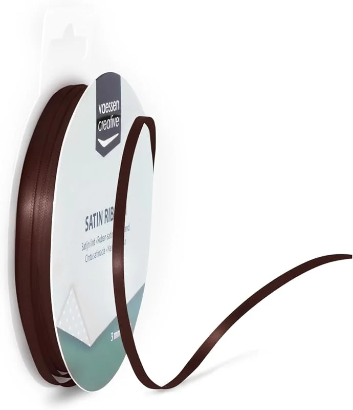 Besuche den Vaessen Creative-Store Vaessen Creative 301002-0024 Satinband Braun, 3 mm x 10 Meter, Schleifenband, Dekoband, Geschenkband und Stoffband für Hochzeit, Taufe und Geburtstagsgeschenke, 3MM — Geschenkverpackung
