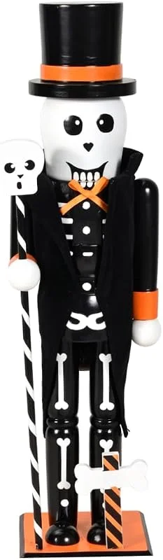 Marke: Bemonew Nussknacker-Figuren, Holz, Halloween-Thema, Nussknacker-Dekoration, Schwarz, 14.96 in, 38 cm — Weihnachtsdeko