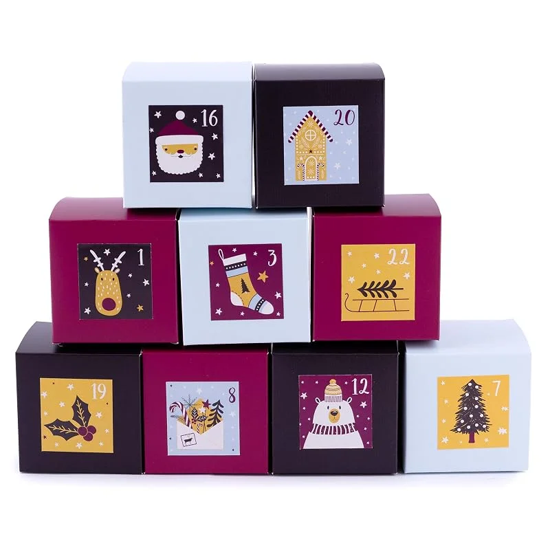 Besuche den pajoma-Store Adventskalender zum Befüllen Boxen Balu 24 Geschenkboxen Schachteln Weihnachten, Weihnachtskalender DIY Bastelset inkl. Adventszahlen Aufkleber von pajoma® — Advent und Tisch