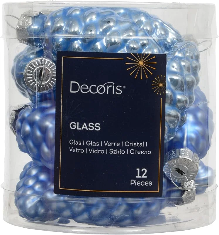 Marke: Kaemingk Christbaumschmuck Zapfen Glas 6cm x 12 Stück Christbaumkugeln Weihnachtsbaumkugeln für Weihnachten - Christbaumschmuck & Weihnachtsbaumschmuck - Himmelblau — Weihnachtsdeko