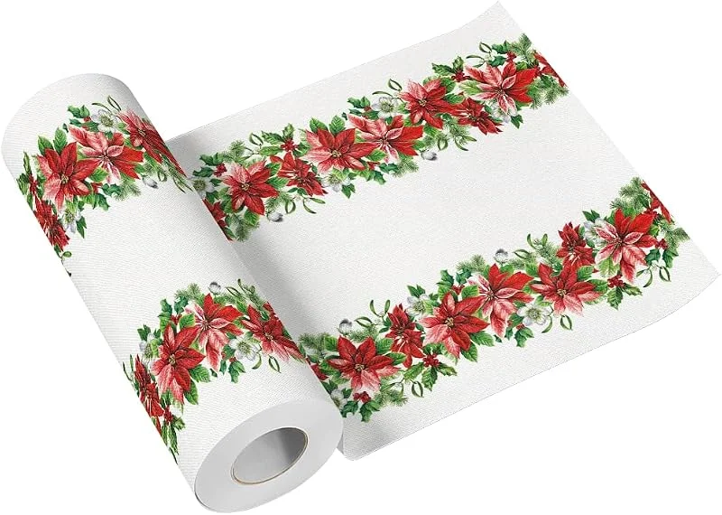Besuche den PAW Decor Collection-Store PAW Stoffähnliche Tischläufer 40 cm x 24 m - Prächtiger Weihnachtsstern — Küche & Haushalt