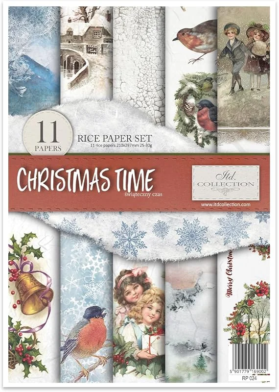Besuche den ITD Collection-Store ITD Collection - Reispapier Kreativset A4 Decoupage Rice Paper Sheet 29, 7 x 21 cm Serviettentechnik Mehrfarben (Christmas Time, RP024) — Advent und Tisch