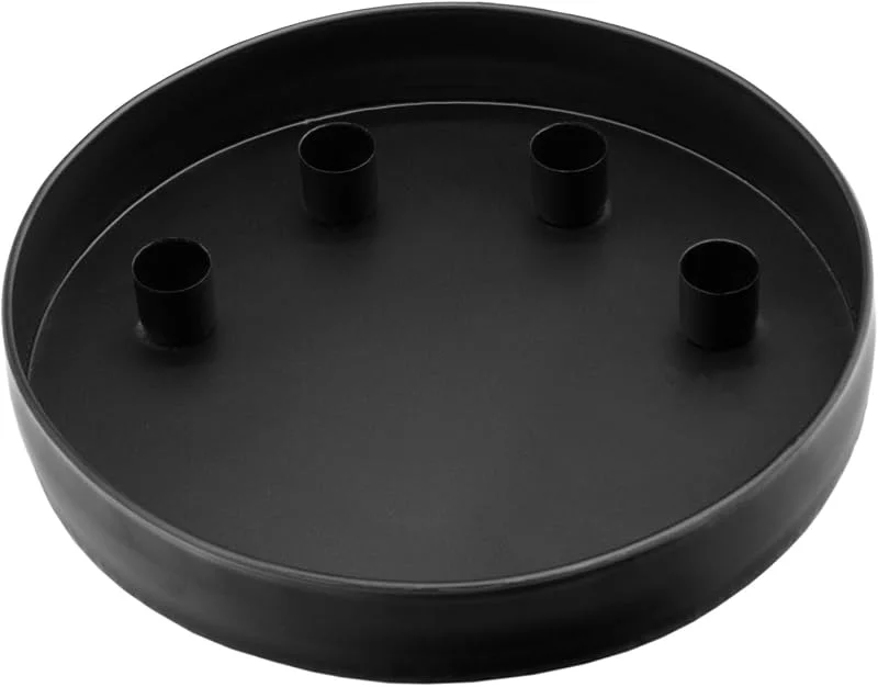 Besuche den Spetebo-Store Metall Kerzentablett für 4 Stabkerzen - 26 cm - Kerzenständer rund in schwarz - Kerzenhalter für Tafelkerzen Adventsleuchter Deko Kerzen Tablett — Kerzenlicht Abendessen