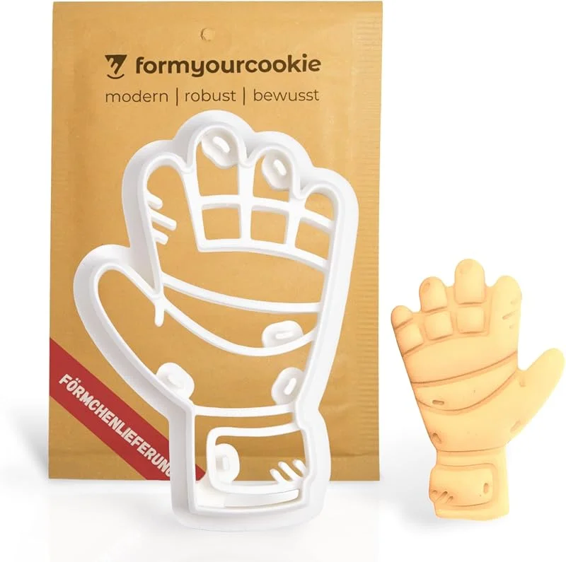 Besuche den formyourcookie-Store Handschuh Ausstechform für Kekse Plätzchen Fondant, hochwertige Fußball Torwarthandschuh Keksausstecher, 100% nachhaltig, detaillierte Keks Stempel, Ausstecher EM Ton, Keksschneider Formen EURO — Weihnachtskueche