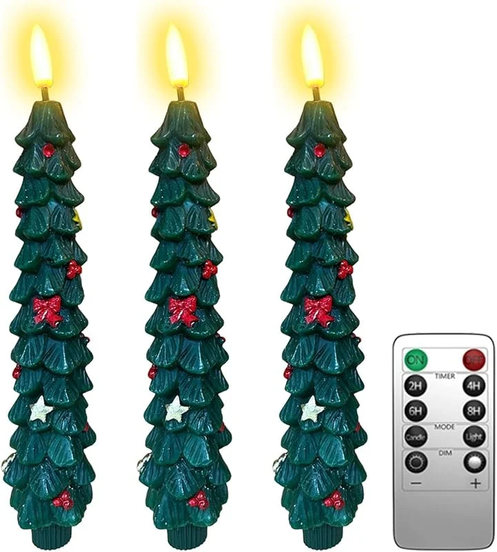 Marke: Generisch Weihnachtsbaumkerze, 3 Stück, flammenlose, flackernde LED-Kerzenleuchter — Weihnachtsbeleuchtung