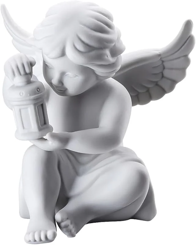 Rosenthal Engel mit Laterne aus weißem Biskuit-Porzellan, kleine Engelfigur Weihnachtsdeko, Schutzengel Deko 9, 9 x 9, 9 cm, elegante Engelsfigur Festtagsdeko, Engelfiguren, Weihnachten, Sammlergeschenk — Advent und Tisch
