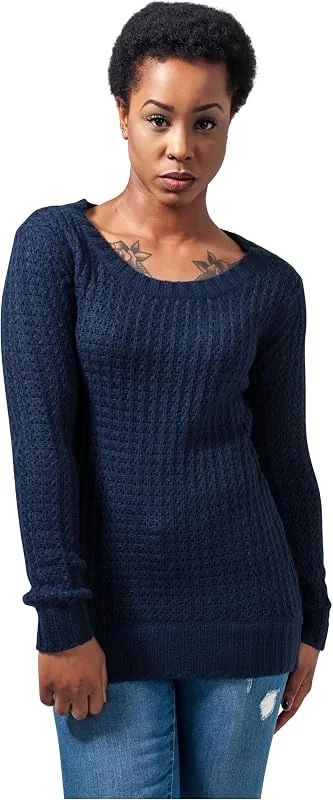 Besuche den Urban Classics-Store Urban Classics Ladies Long Wideneck Sweater Frauen Strickpullover schwarz — Weihnachtsmode