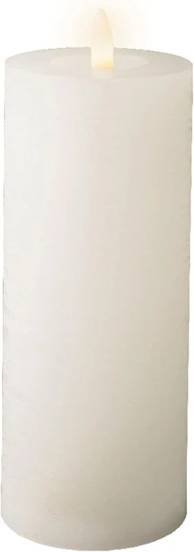 Marke: Lumineo Lumineo LED Kerze mit Timerfunktion 7x19cm Wachs - flackernde Flamme Effekt - Echtwachskerze batteriebetrieben - Wachskerze Stumpenkerze Rustik Weiß Warmweiß — Advent und Tisch
