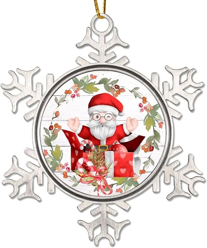 Marke: CowkissSign Weihnachtsmann Weihnachtsbaum Hängende Ornamente Vater Weihnachtskranz Weihnachtsbaum Dekoration Andenken Weihnachtsmann Metall Schneeflocke Weihnachtsschmuck neues Zuhause — Weihnachtsdeko