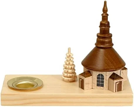 Besuche den Rudolphs Schatzkiste-Store Rudolphs Schatzkiste Kerzenhalter mit Kirche BxHxT 100x80x45mm NEU Weihnachten Kerzensockel Lichthalter Kerzenschmuck Tischschmuck Holzschmuck Holz Seiffen Erzgebirge Dekoration — Advent und Tisch