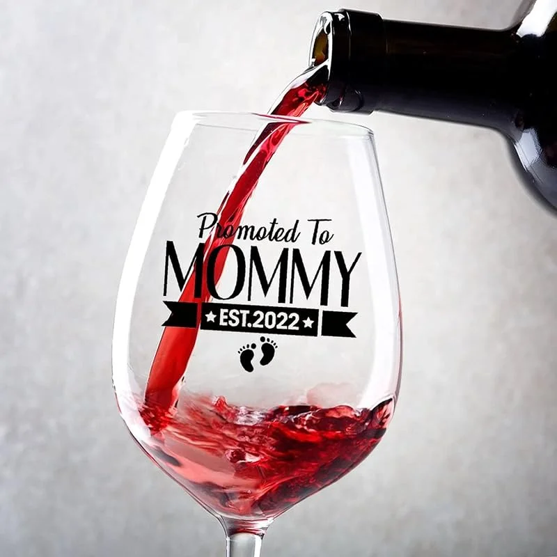 Marke: Rimego Weinglas mit Stiel, Promoted to Mommy Rotweingläser, 2er-Set, für Paare, Jahrestag, Hochzeit, Geschenk, personalisierte Weingeschenke für Frauen und Männer, 325 ml Gläser — Wein und Festtafel