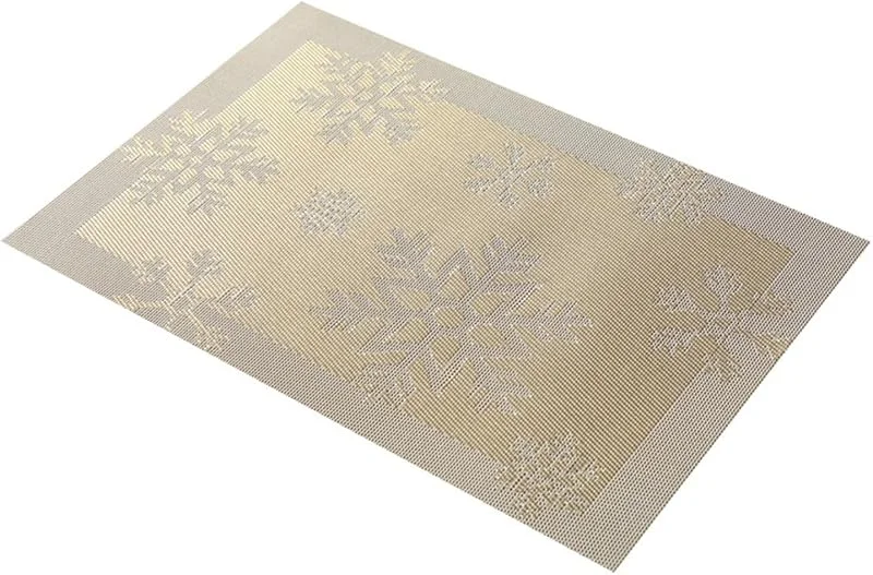 Besuche den Epinki-Store Epinki Weihnachten Tischsets Abwaschbar Quadratisch, 2Pcs Set PVC Platzset Weihnachten Modern mit Weihnachten Schneeflocke Muster, Tischmatte Modern Gold für Küche Hause Restaurant, 45x30CM — Küche & Haushalt
