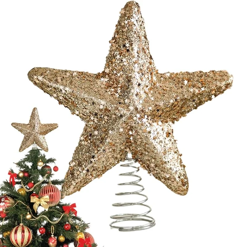 Marke: Generisch Weihnachtsbaumspitze Stern Glitzernder Stern Baumspitze Ornament Dekoration — Weihnachtsdeko