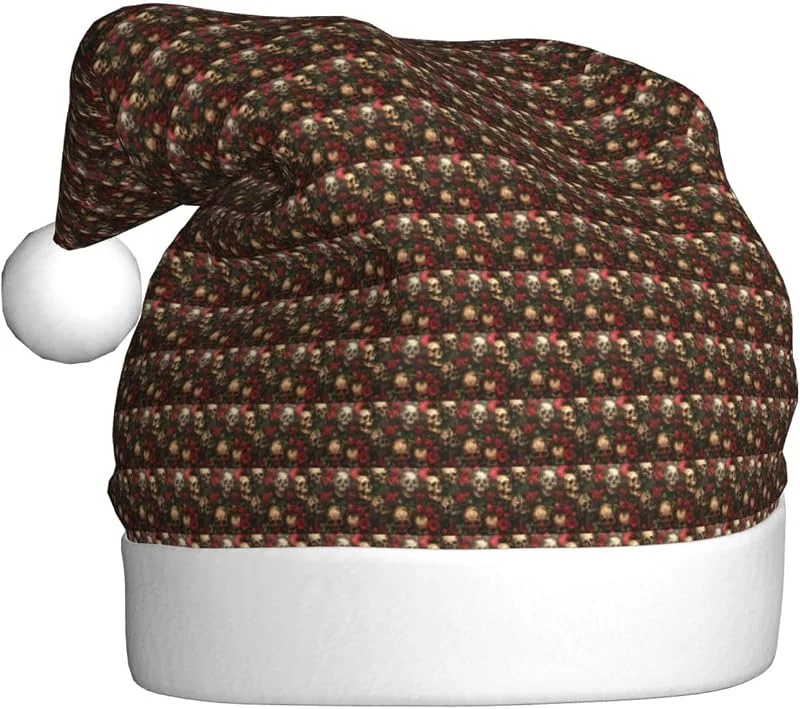 Marke: Tamiger Weihnachtsmützen mit Totenkopf und roten Rosen, saisonal festlich — Weihnachtsmode