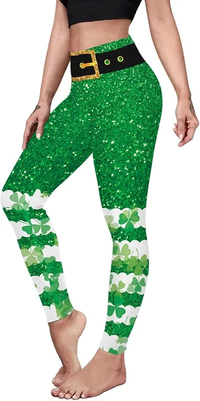 Marke: color cosplayer Color Cosplayer Damen St. Patrick's Day Stretch Yoga Leggings — Weihnachtsmode