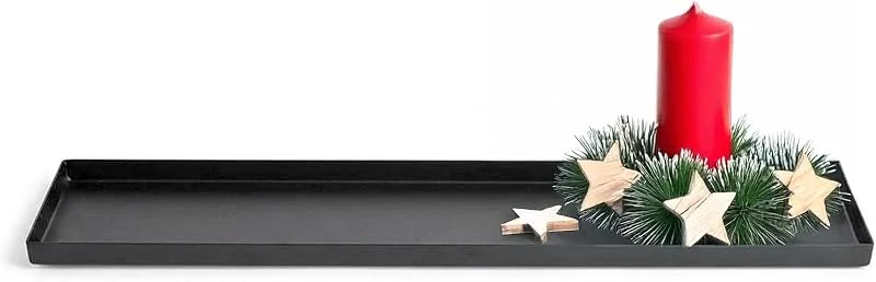 Besuche den Spetebo-Store Metall Kerzentablett Schwarz Matt Rechteckig mit Füßen 80 x 15 cm — Advent und Tisch
