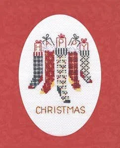 Marke: Bothy Threads Bothy Threads Grußkarte Kreuzstich-Set Weihnachtsstrümpfe, 9x13.3cm, DWCDX40, Zählmuster — Weihnachtsdeko