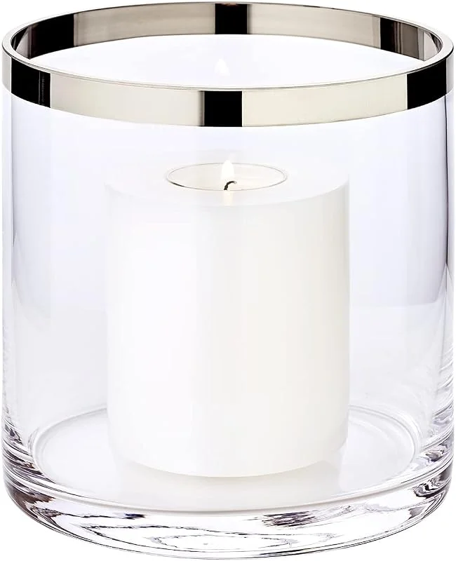 Besuche den EDZARD-Store EDZARD Windlicht Molly (H 15 cm, Ø 15 cm), Kristallglas mit Platinrand — Advent und Tisch