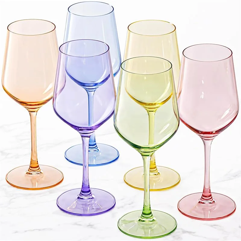Besuche den KONZEPT-Store KONZEPT 6er Weingläser Set, 470 ml – stilvolle bunte Stielgläser aus Glas in 6 Farben, elegante Weißweingläser & Rotweingläser, ideal für Cocktails, Wasser und erfrischende Getränke — Wein und Festtafel