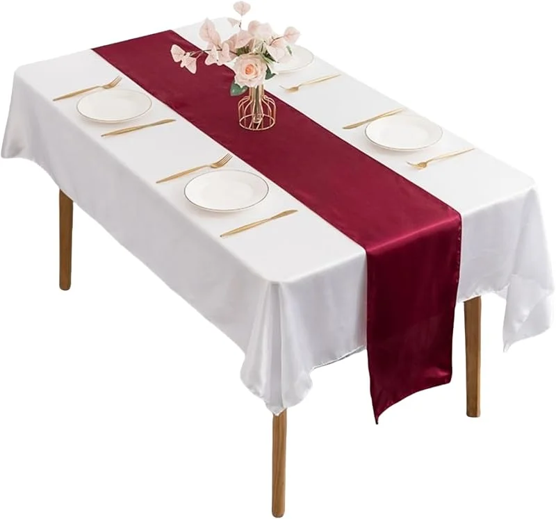Marke: HSTWODE 1 Stück Satin-Tischläufer, 30, 5 x 274, 3 cm lang, Tischläufer für Hochzeiten, Geburtstagsfeiern, Bankette, Dekorationen, (Burgunderrot) — Küche & Haushalt